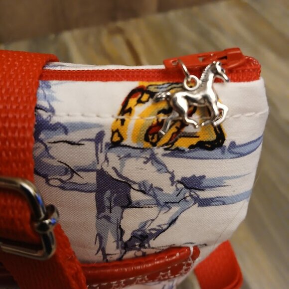 New Travel Sling Crossbody Western Cowboy Rodeo Faux Leather trim Red white blue - Picture 3 of 11